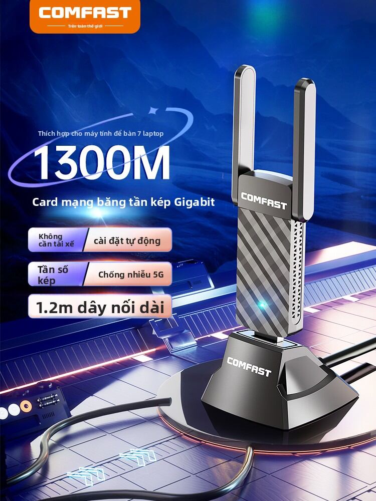 Comfast | Plug-and-Play 1200M Gigabit 5G Dual-Band USB Wireless Network Adapter High-Power Penetrating External Ethernet Signal Transmitter Giá 346,000 Đồng*Miễn phí vận chuyển