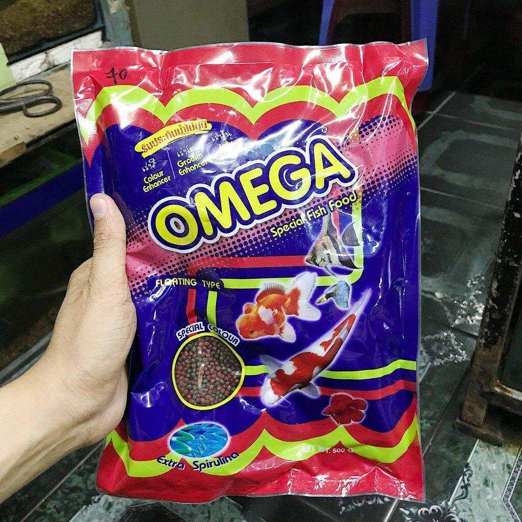 Thức Ăn Cho Cá OMEGA 500g hạt trung cho các loại cá cảnh