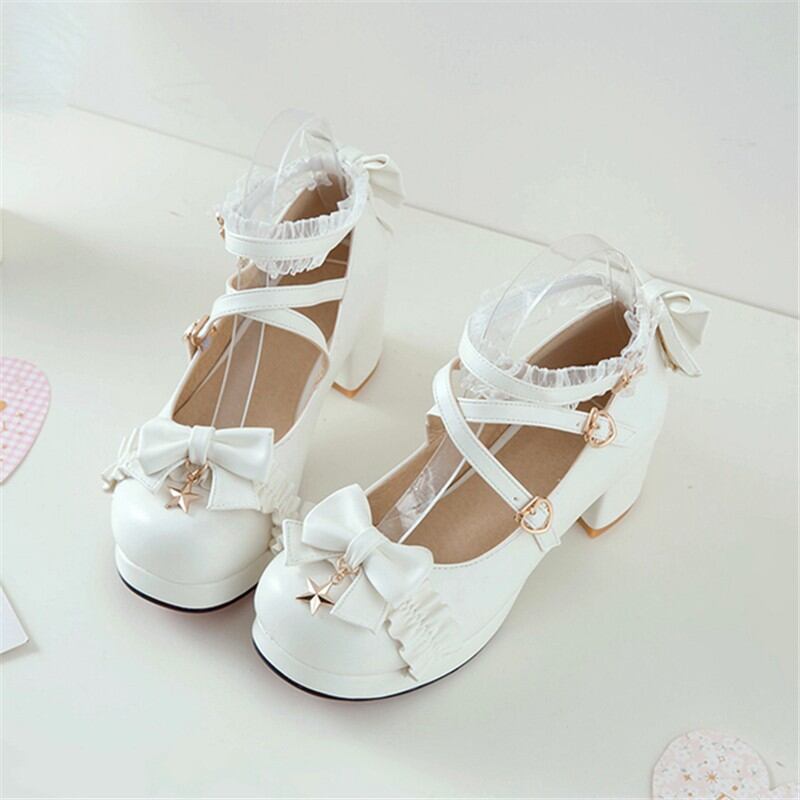 Phong cách thiếu nữ đầy sức sống!! giày lolita trắng công chúa cao gót giày lolita