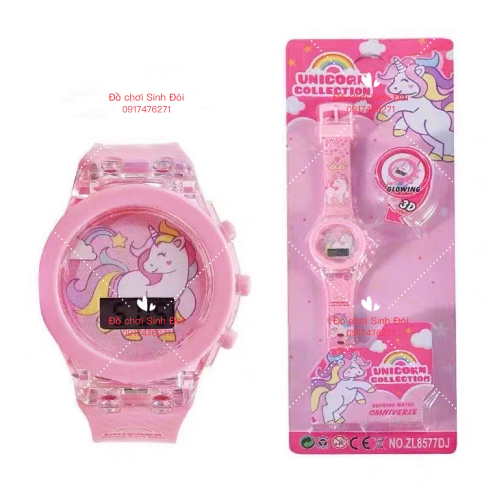 Đồng hồ trẻ em hình ngựa pony có đèn - đồng hồ điện tử bé gái