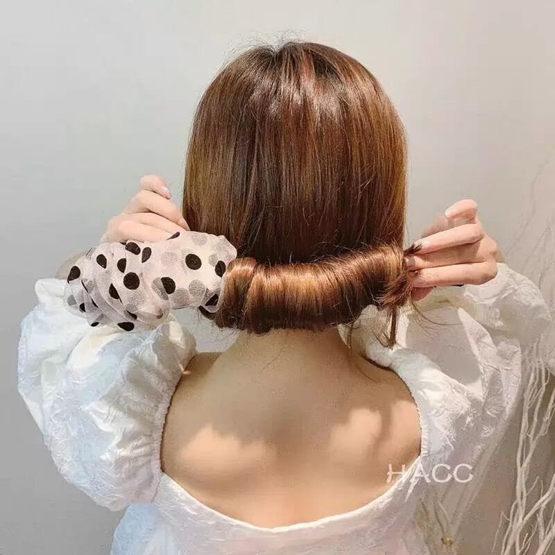 Dụng cụ búi tóc lưới chấm bi ren hỗ trợ tạo kiểu tóc, quấn tóc Hàn Quốc