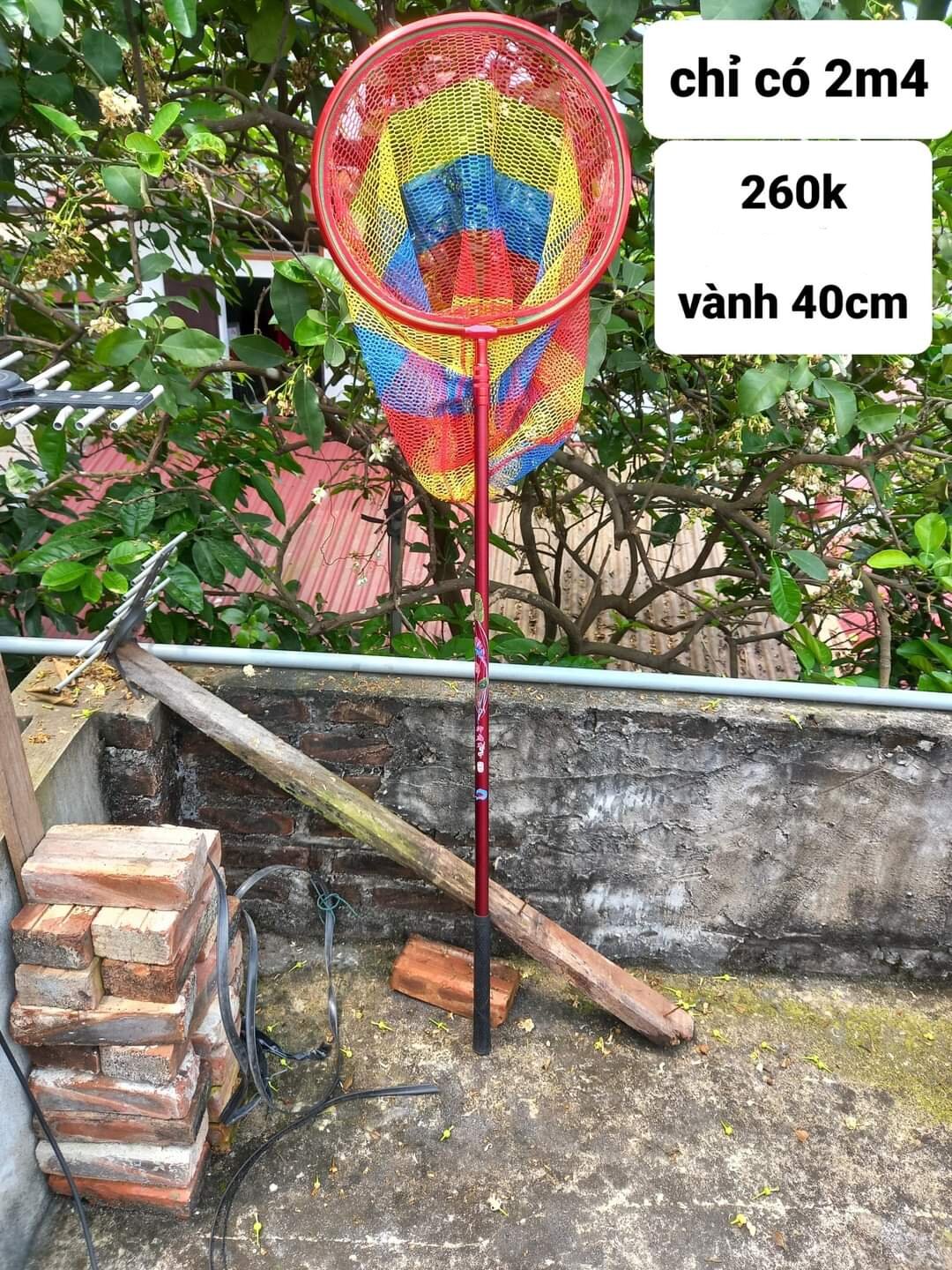 Vợt cá carbon mặt vợt 7 màu vành 40cm sâu 45cm