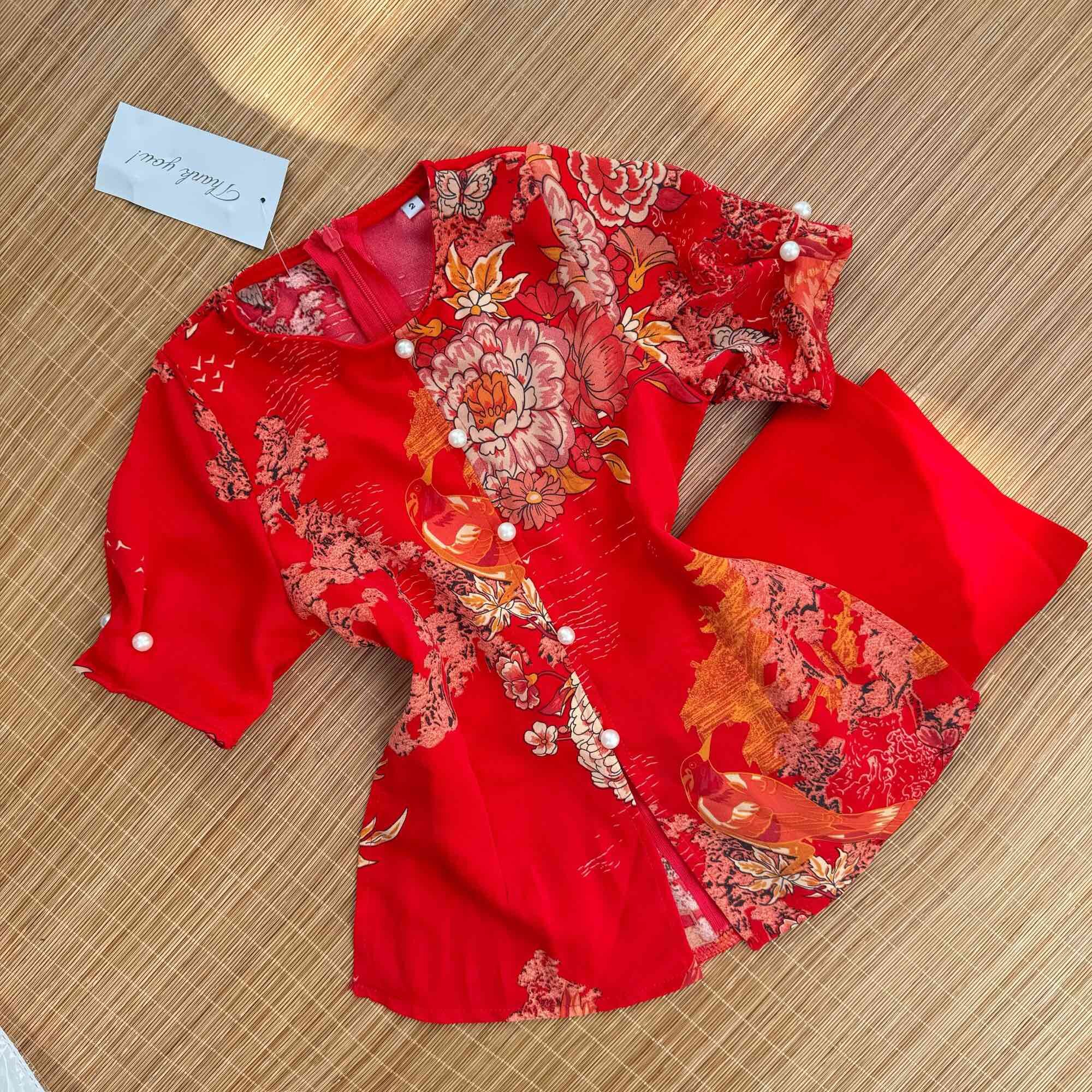 BỘ BÀ BA TAY BÚP NÚT NGỌC ÁO LỤA QUẦN LỤA