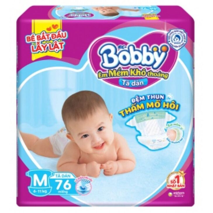 [Free ship] Bỉm tã dán bobby M46/76 (6-10kg)