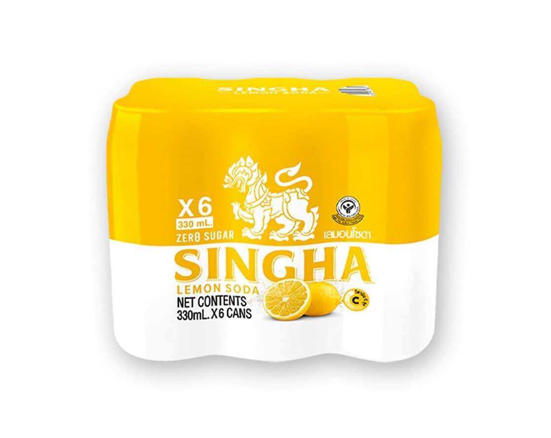 Soda SINGHA Thái Lan vị chanh thức uống có gas - LỐC 6 lon 330ml