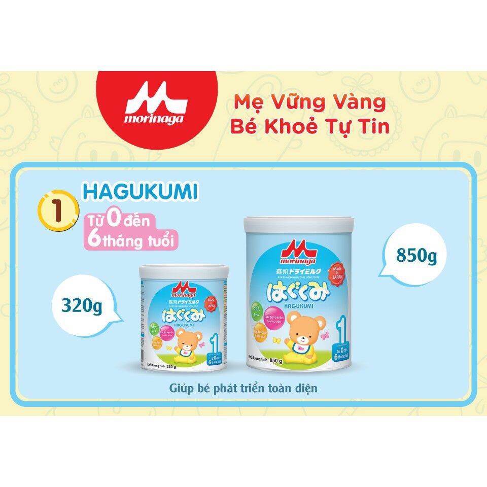 Combo 2 lon sữa morinaga số 1_850g date tháng 3/2022 tách đai