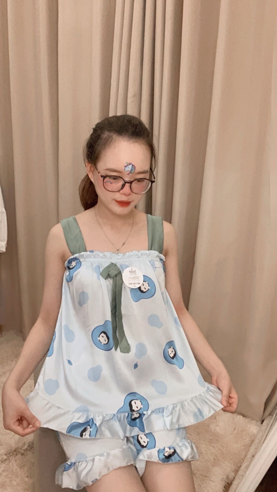[ Ảnh Thật ] Bộ Hai Dây Lụa satin Hình cute