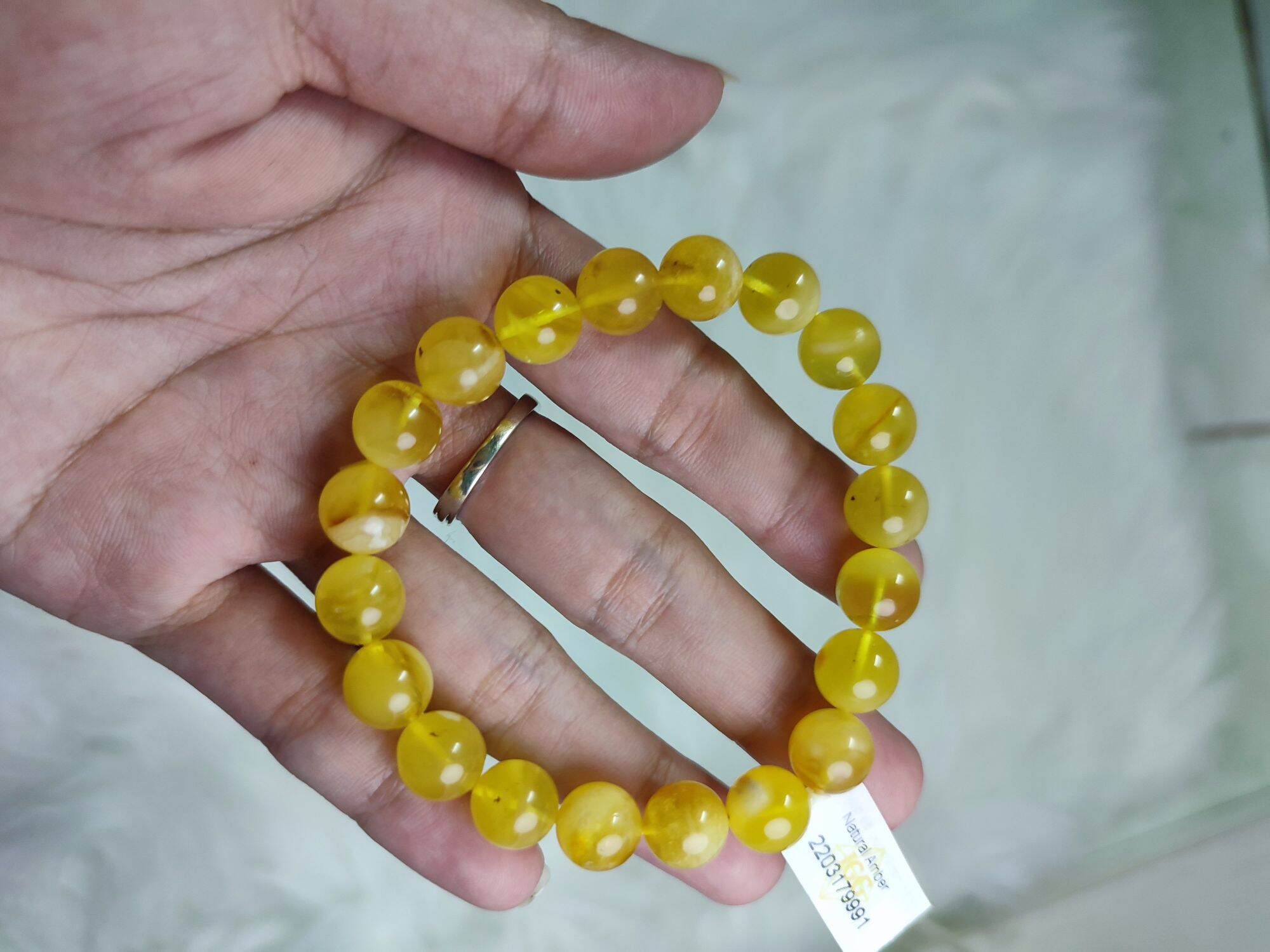 vòng tay hổ phách vàng mật lạp 9ly