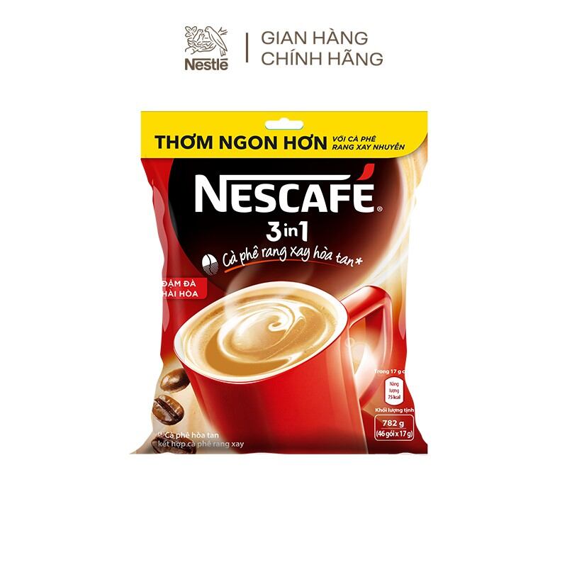 Cà phê rang xay hòa tan NESCAFE 3in1 (Bịch 46 gói x 17g)