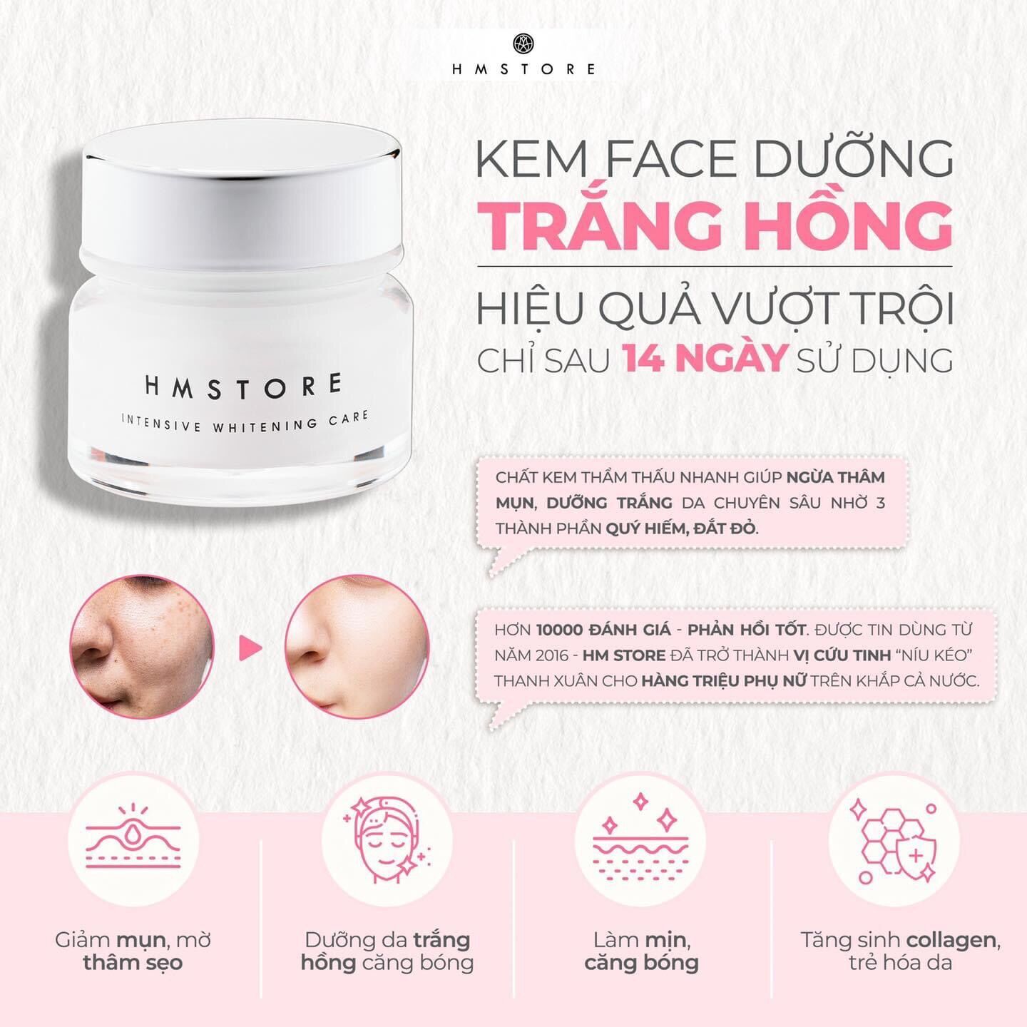 Kem face trắng hồng hm store