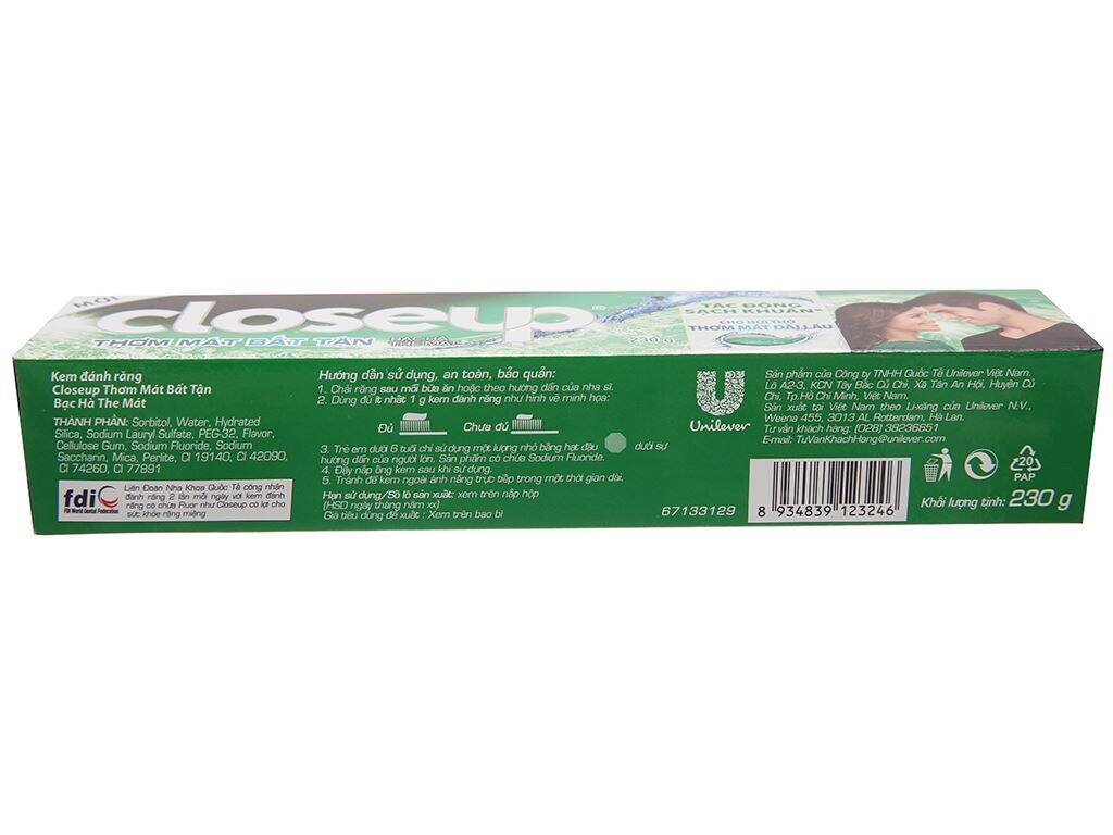 KEM ĐÁNH RĂNG CLOSEUP THƠM MÁT BẤT TẬN HỘP 230G
