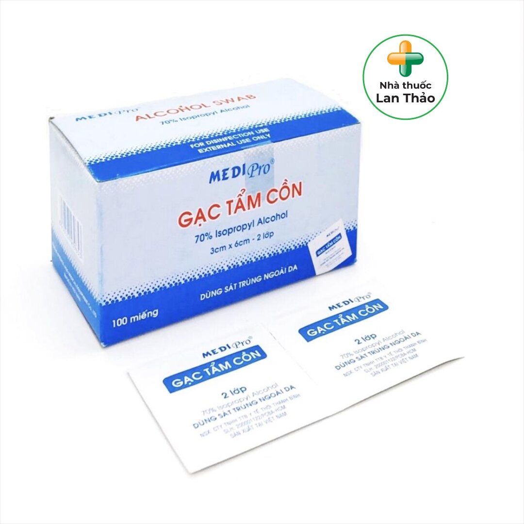 GẠC TẨM CỒN ALCOHOL MEDIPRO HỘP 100 MIẾNG