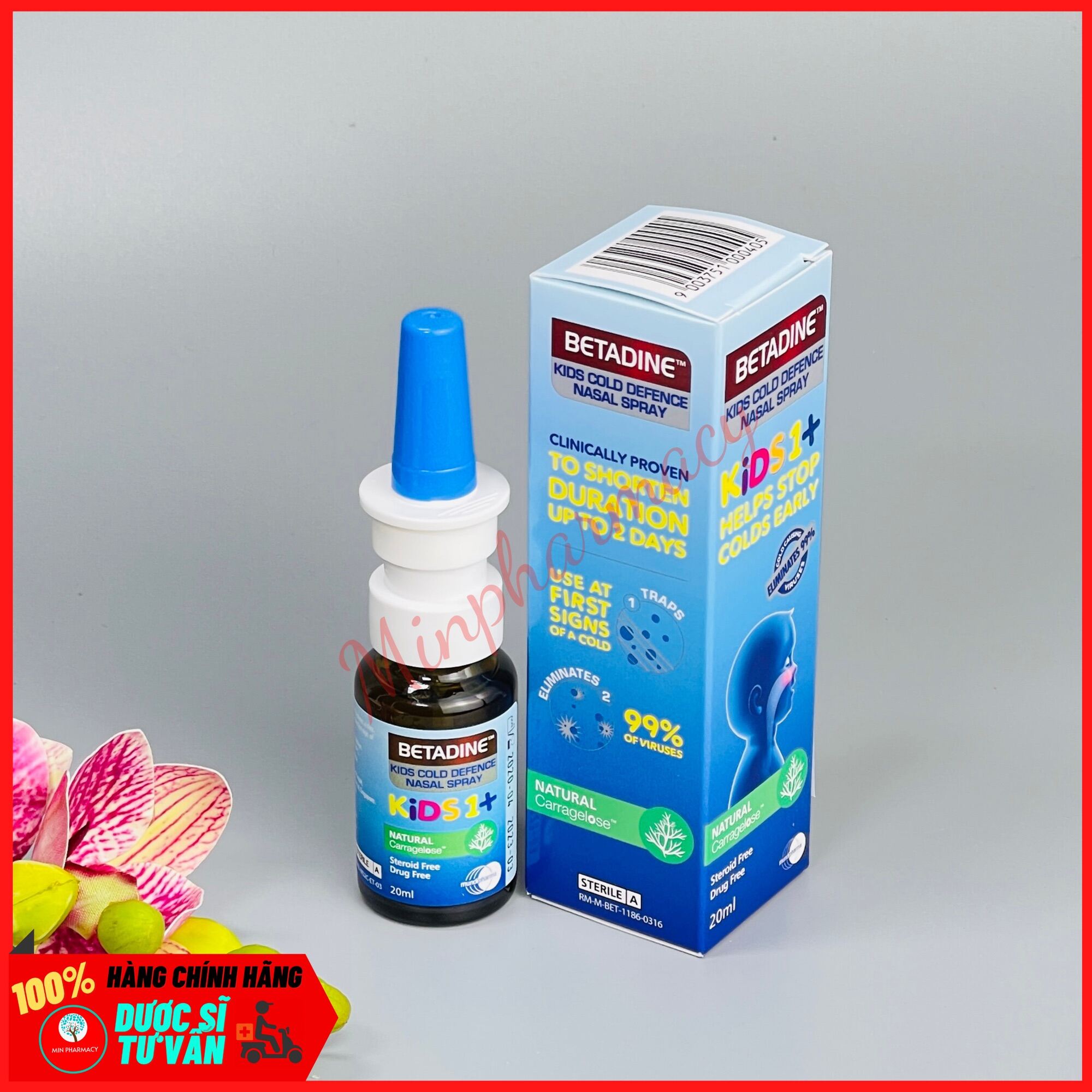 xịt mũi betadine kids cold defence nasal spray chai 20ml - minpharmacy 3