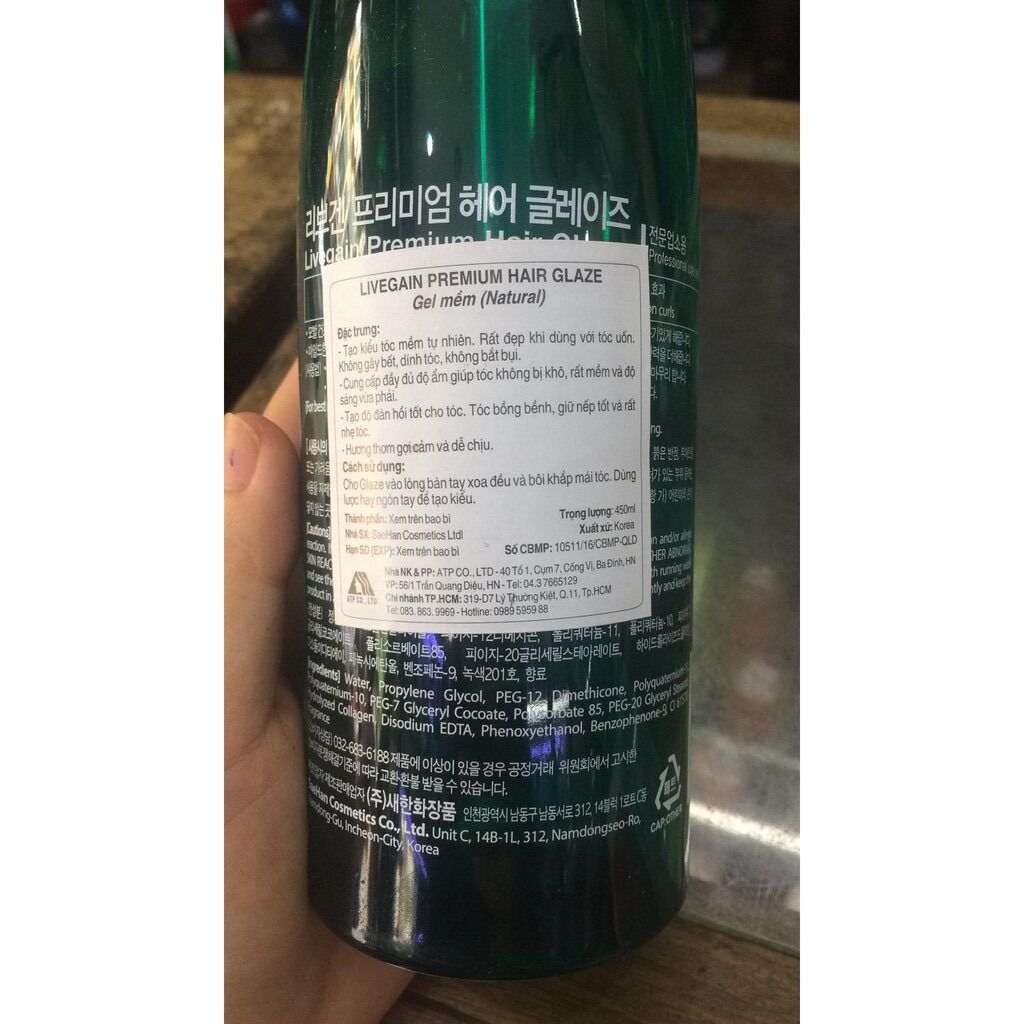 Gel mềm Livegain dành cho tóc xoăn 450ml
