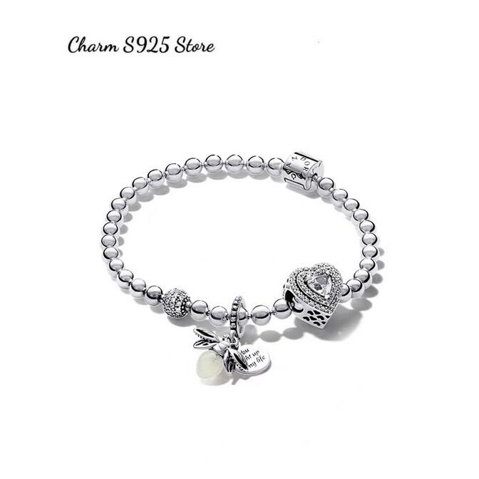 Combo bộ vòng tay mix 2 hạt charm pandora bạc s925