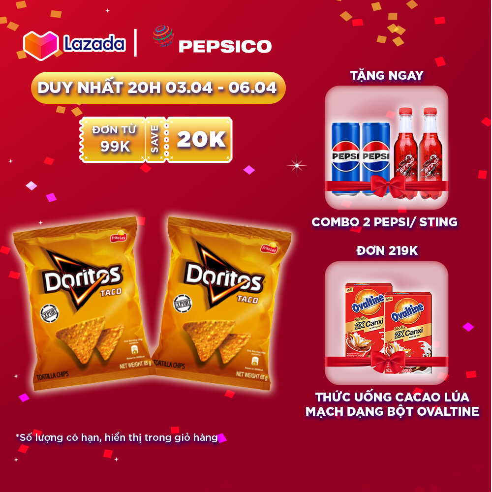 Combo 2 gói Snack Ngô Giòn Doritos Vị Taco (2 x 65g/gói)