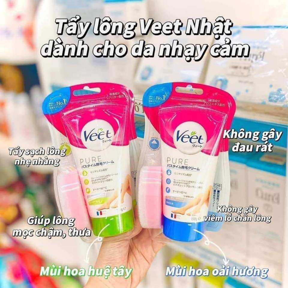 [Hàng_Nhật]  Kem Tẩy lông Veet cho vùng tay - chân - và vùng bikini và dưới cánh cho da thường da nhạy cảm 150G