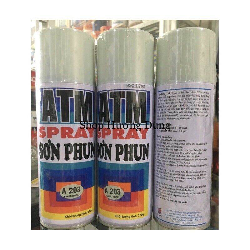 Sơn xịt ATM /TV màu trắng xám A203