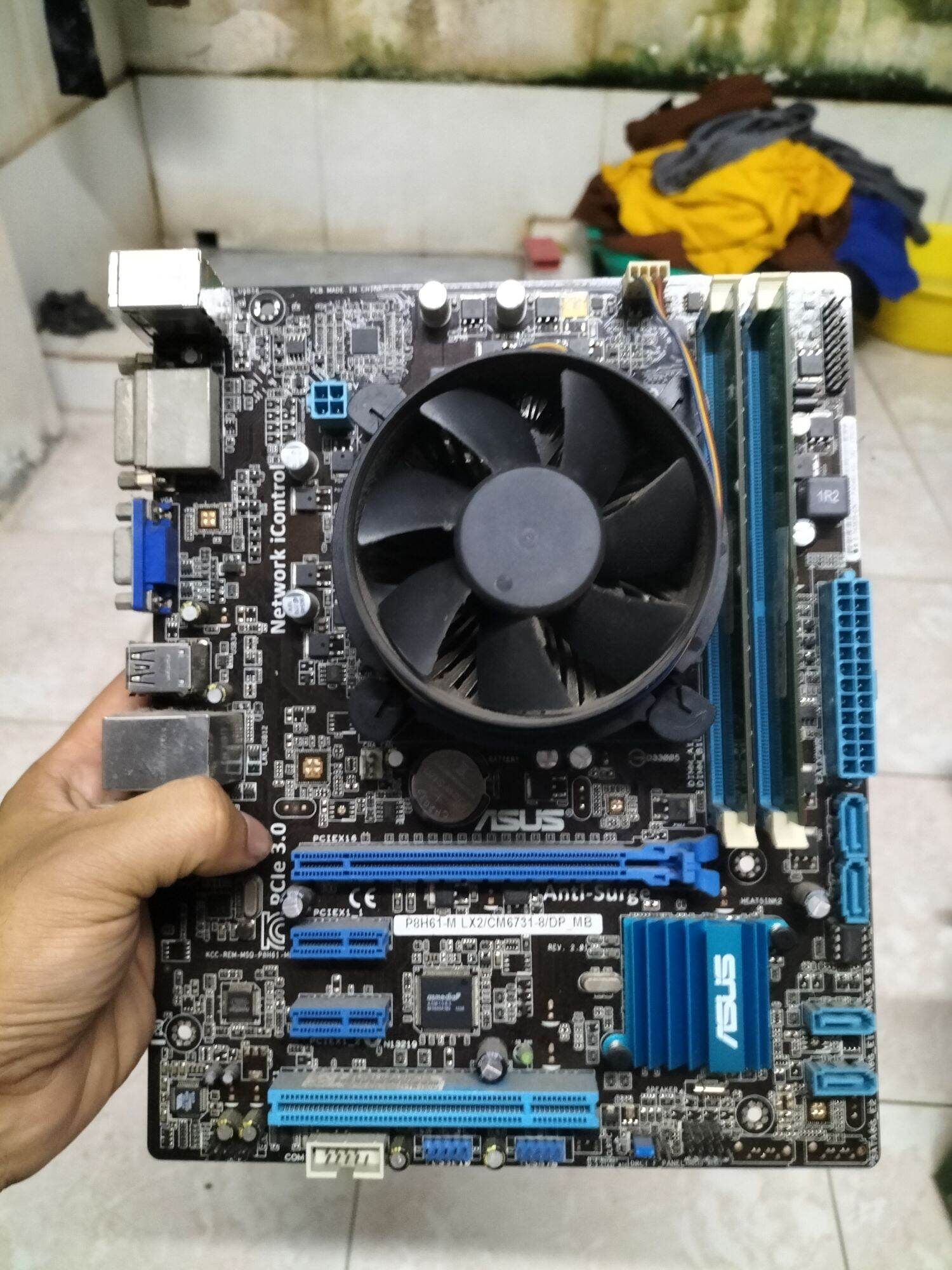 Combo main h61, chip g, ram 4gb kèm fan cpu, fe
