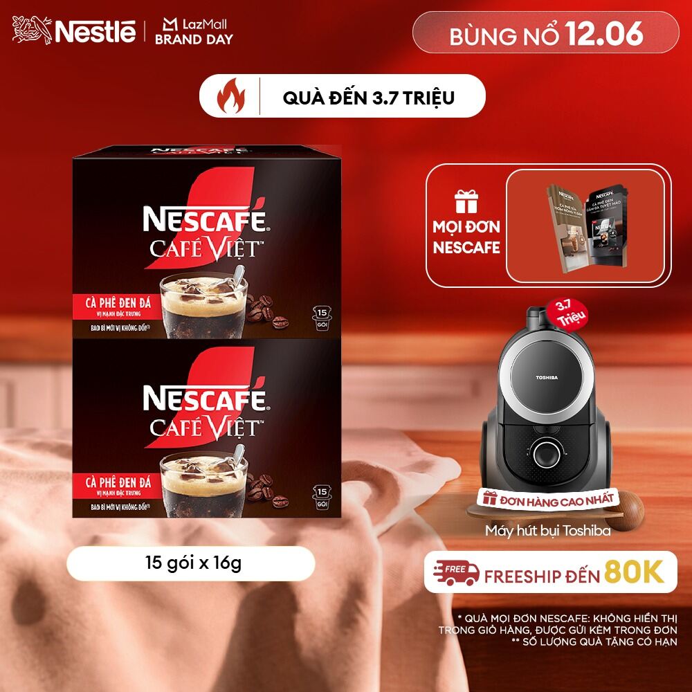 [FREESHIP TOÀN QUỐC] Combo 2 hộp Cà phê đen hòa tan NESCAFÉ CAFÉ VIỆT (16g x 15 gói)
