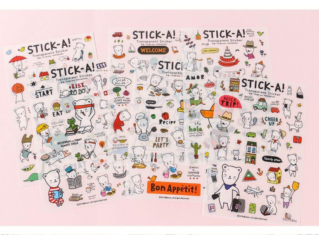 Set 6 tấm Transparent sticker trang trí