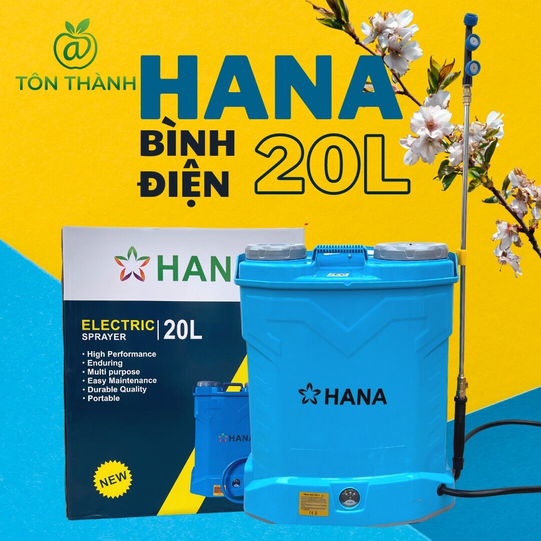 Bình xịt điện 20l hana 12v8ah 12v12ah 1 bơm hoặc 2 bơm phun khử khuẩn tưới cây