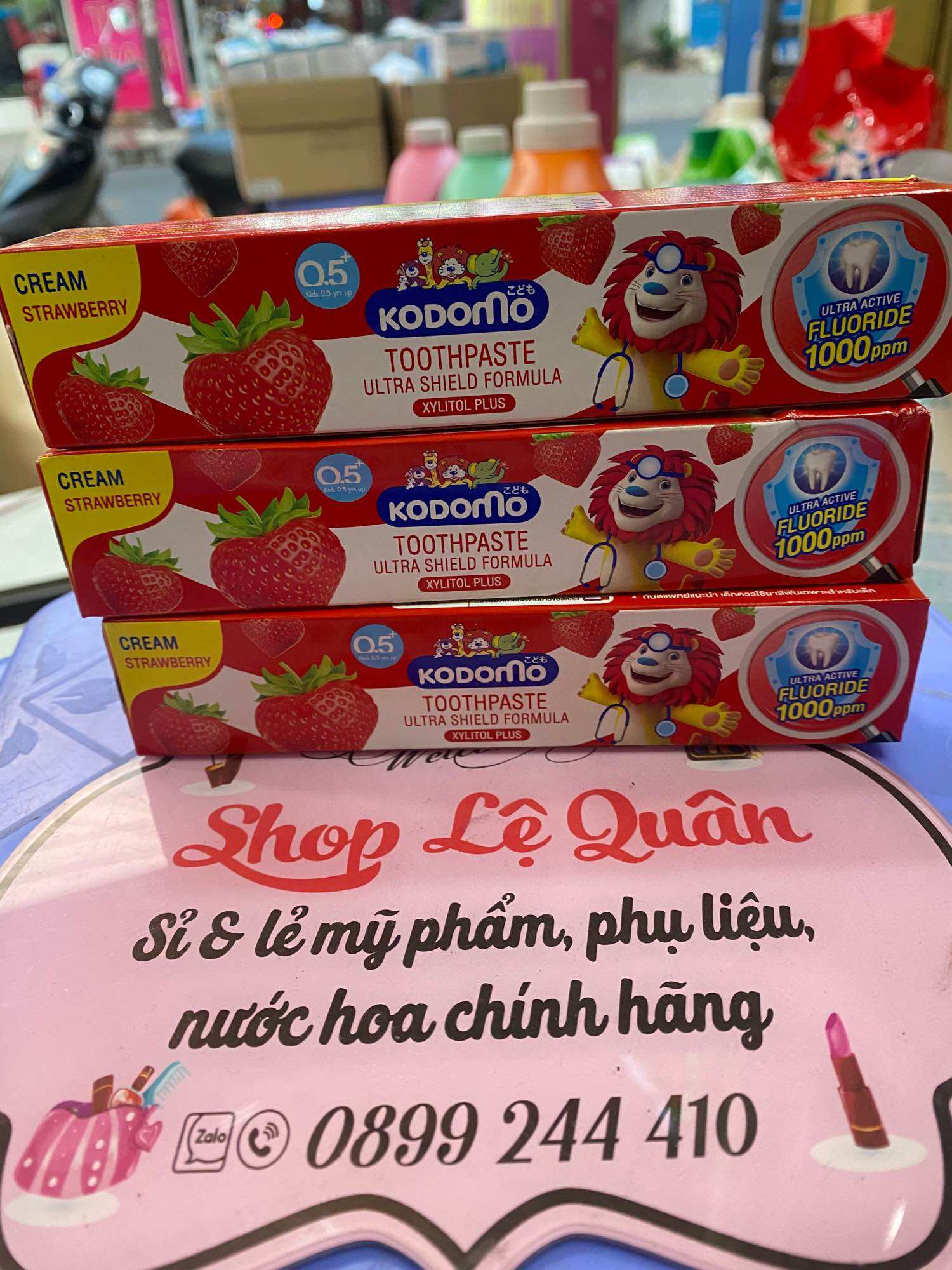 Combo 3 Kem đánh răng trẻ em kodomo Thái Lan 40gr hương vị trái cây nuốt