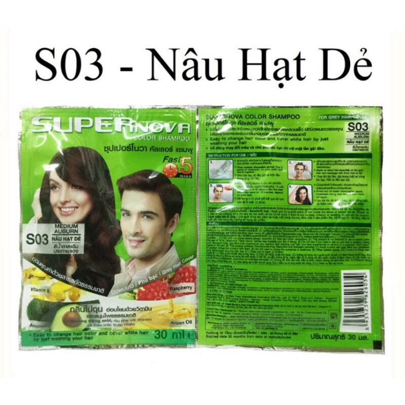 [Gói 30ml] Gội nhuộm tóc Thảo dược SuperNova hàng Thái Lan