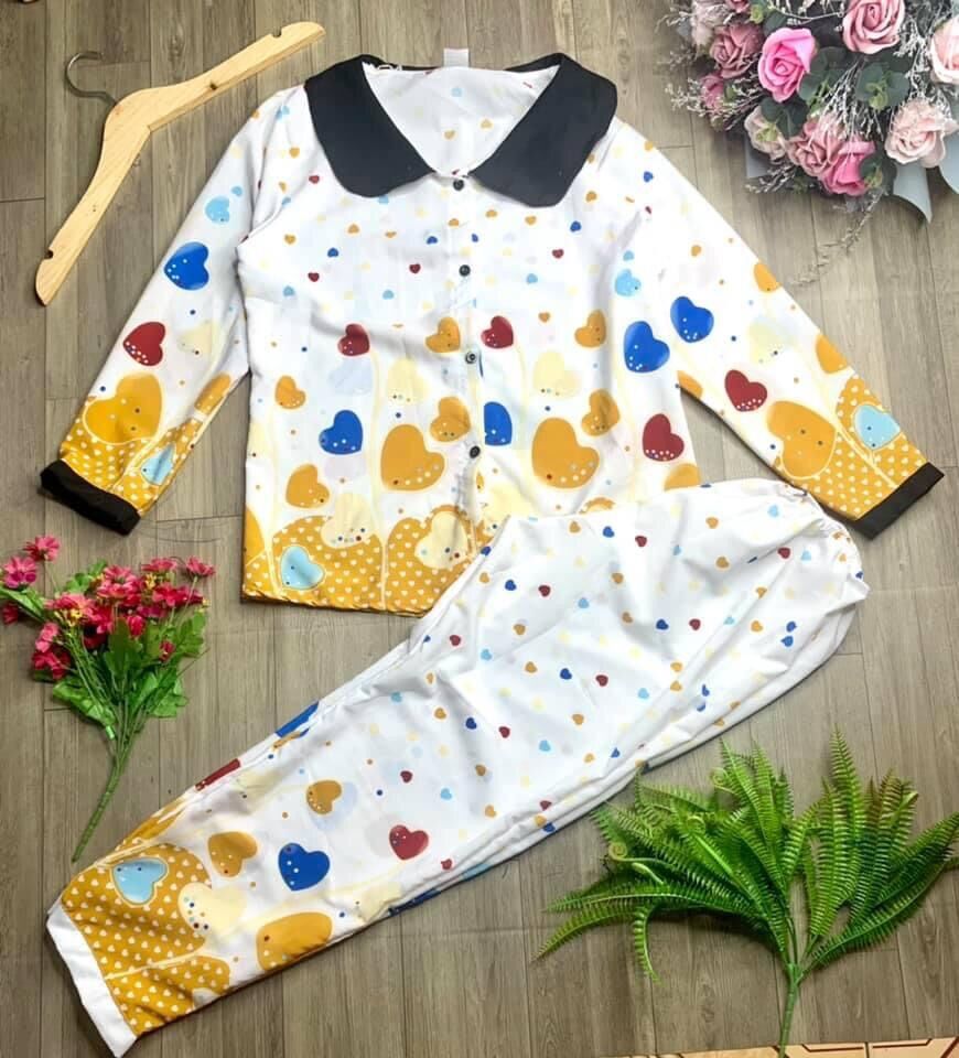 (HCM). BỘ PIJAMA LỤA TIỂU THƯ DÀI TAY CHO NỮ FREESIZE DƯỚI 60KG