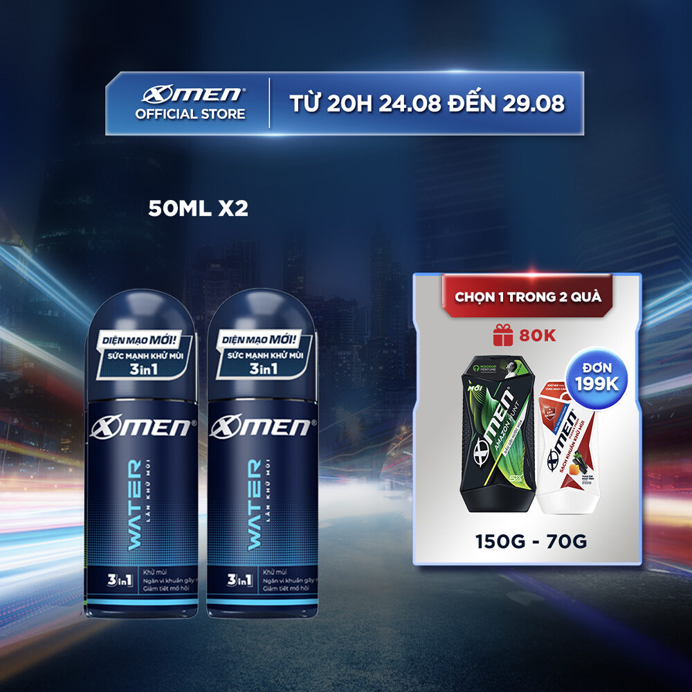 Combo 2 lăn khử mùi X-Men Hương Water 50ml/chai