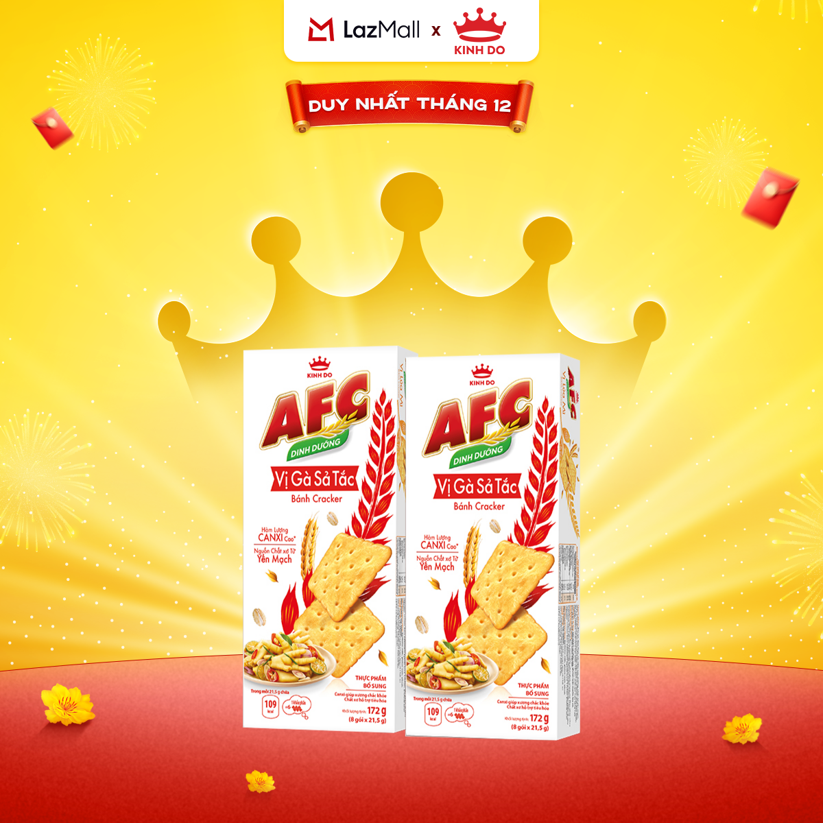 Combo 2 Hộp Afc Bánh Cracker Dinh Dưỡng Vị Gà Sả Tắc X 172G