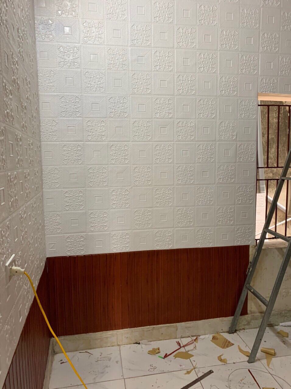 Combo 40 tấm Xốp dán tường Hoa Văn Tim 70x70cm