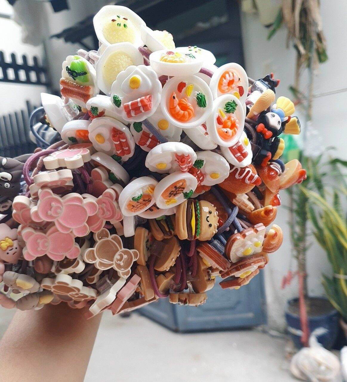 (Giá sỉ) set 5 dây cột tóc nơ hoa quả trái cây thức ăn siêu cute cho bé và bạn gái thêm xinh