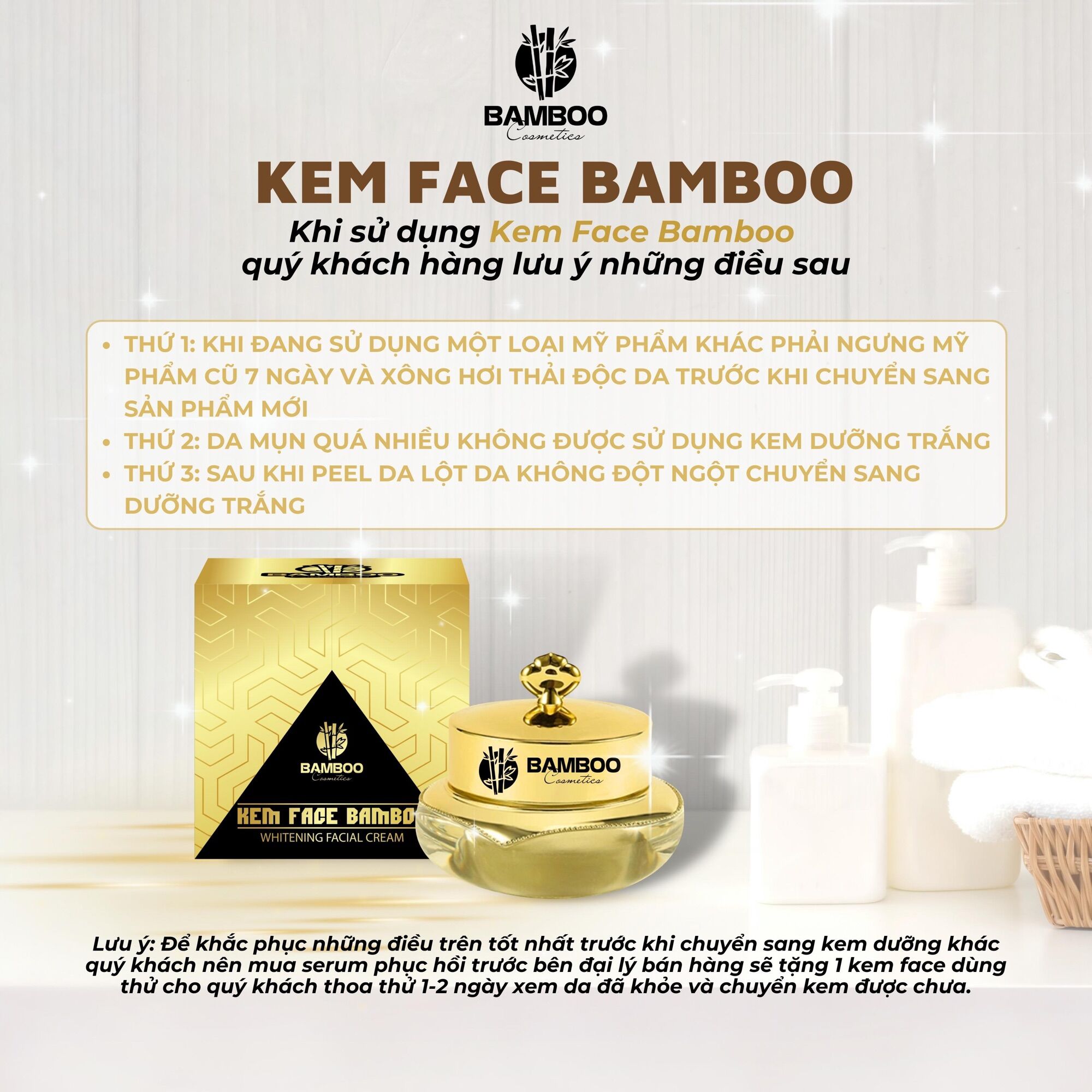 ✨Bao Bì Mới✨ KEM FACE BAMBOO (trắng hồng da,chống lão hóa,mờ nám-tàn nhang)