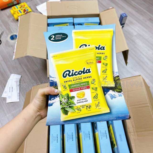 Kẹo thảo mộc giảm ho, khàn Ricola 105v
