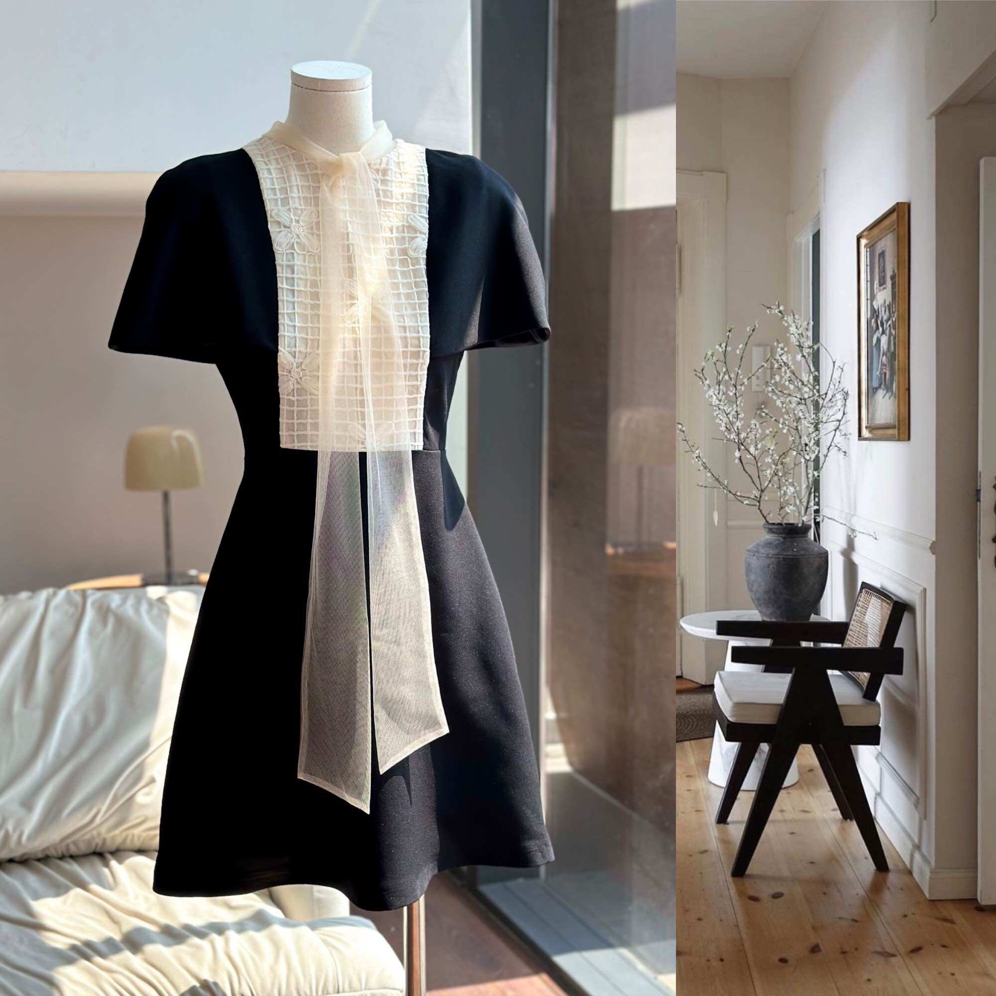 Váy phối ren cổ Alena dress