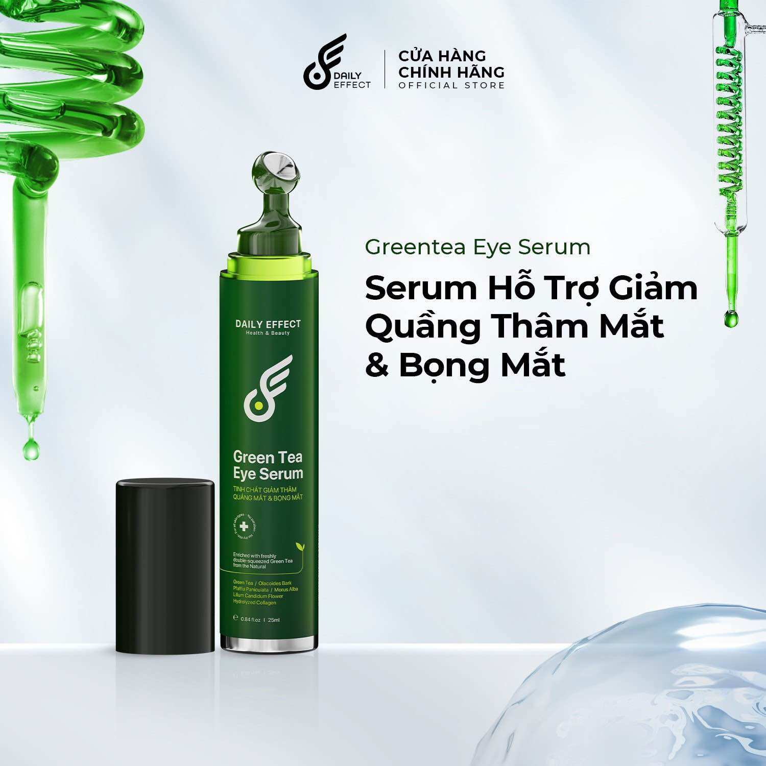 Green tea eye serum - lăn giảm thâm mắt, bọng mắt daily effect 25ml