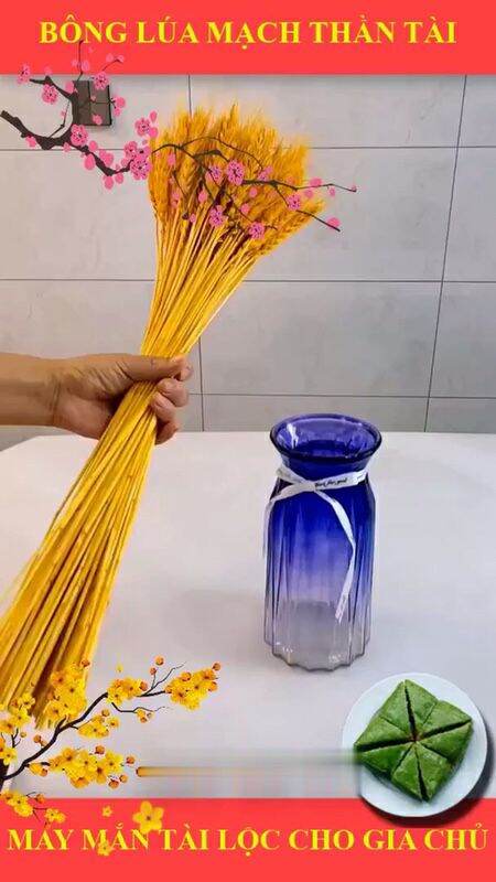 Bông lúa vàng Thần Tài bó 100 bông, hàng dài, đẹp
