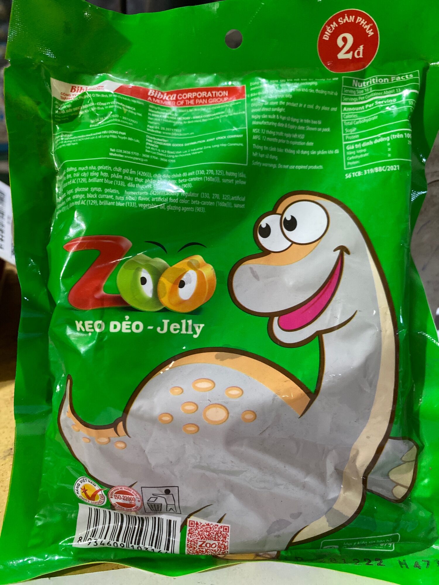 Kẹo dẻo jelly chip chip Zoo túi 200 gam ( bibica)