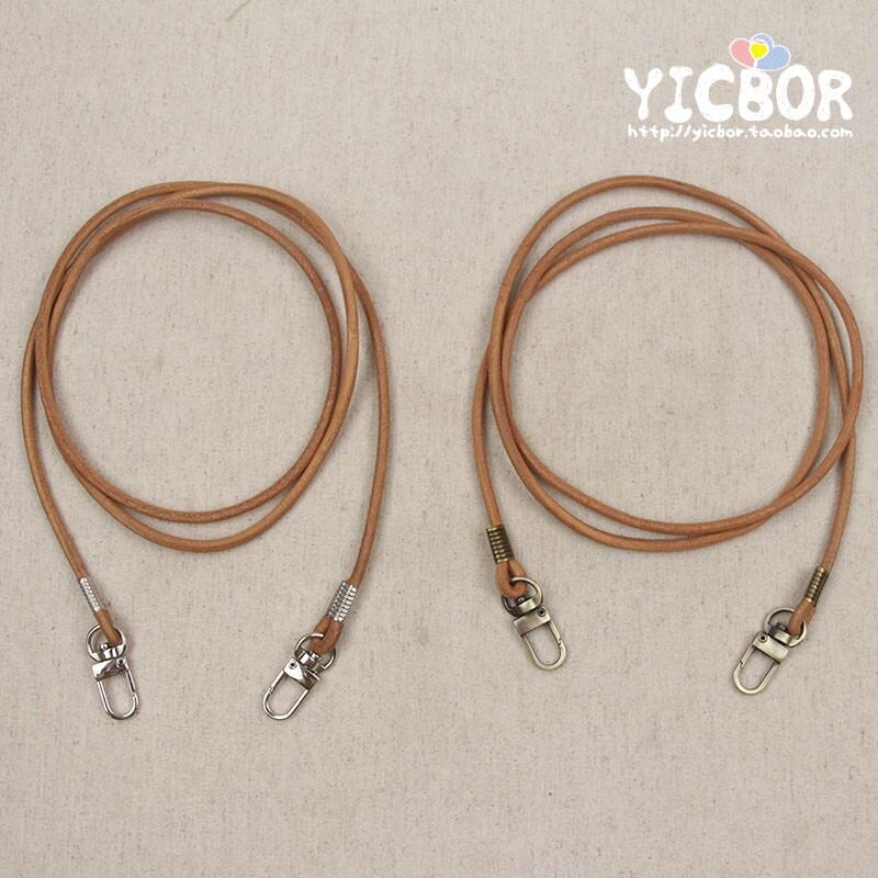 Dây da bò tròn thủ công dây đeo túi da bò lớp đầu đánh bóng da bò thực vật da thuộc phụ kiện túi diy xách tay da thật