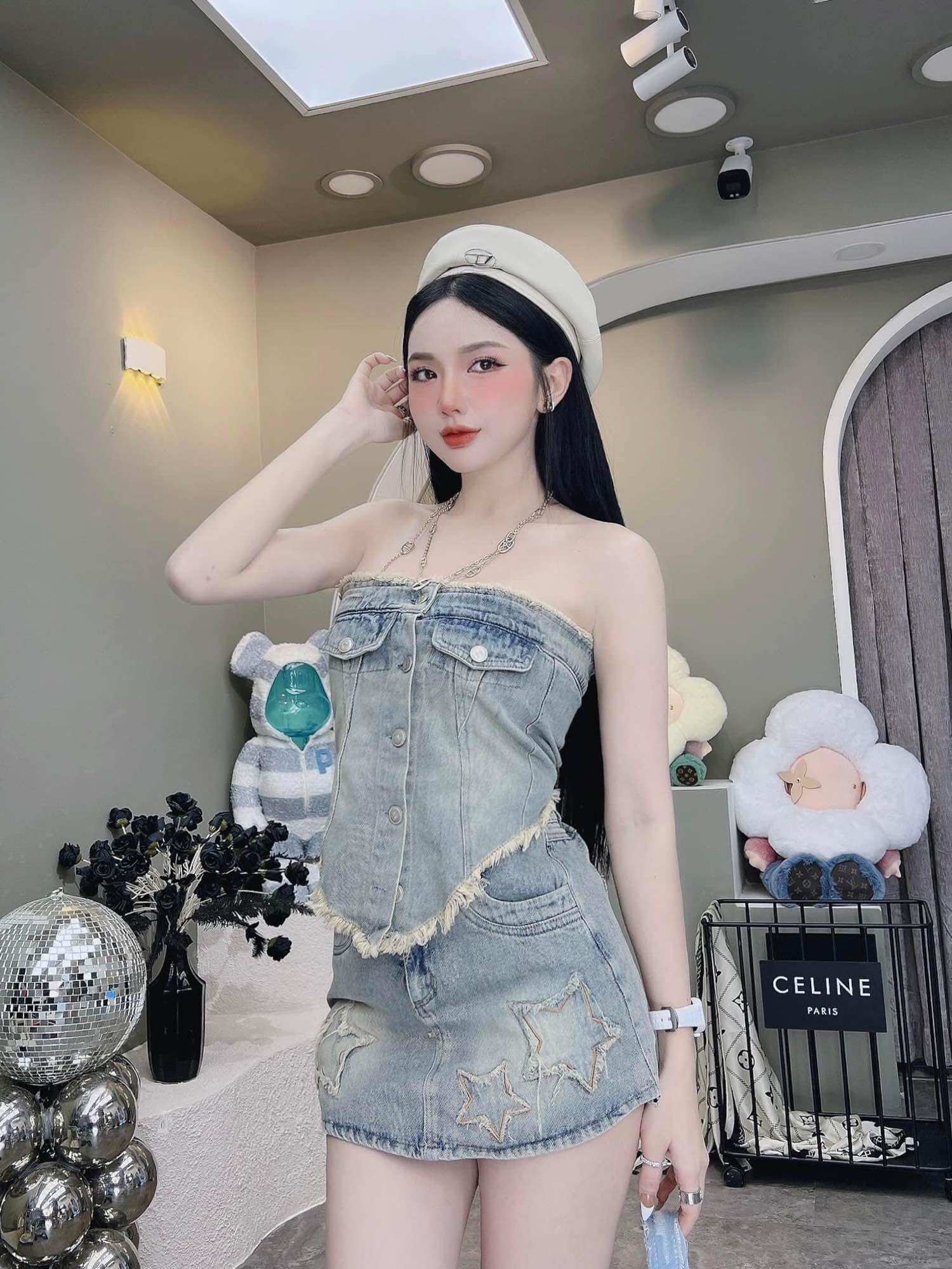 Set áo quây mix chân váy jean sao (có bán lẻ áo)