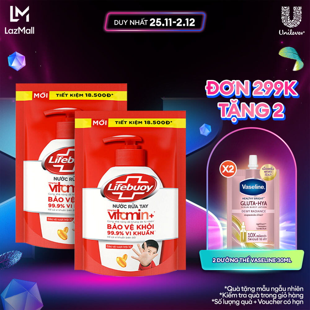 Combo 2 Nước rửa tay Lifebuoy 400G/450G Bảo vệ vượt trội 10 giúp sạch khuẩn và bảo vệ vượt trội khỏi