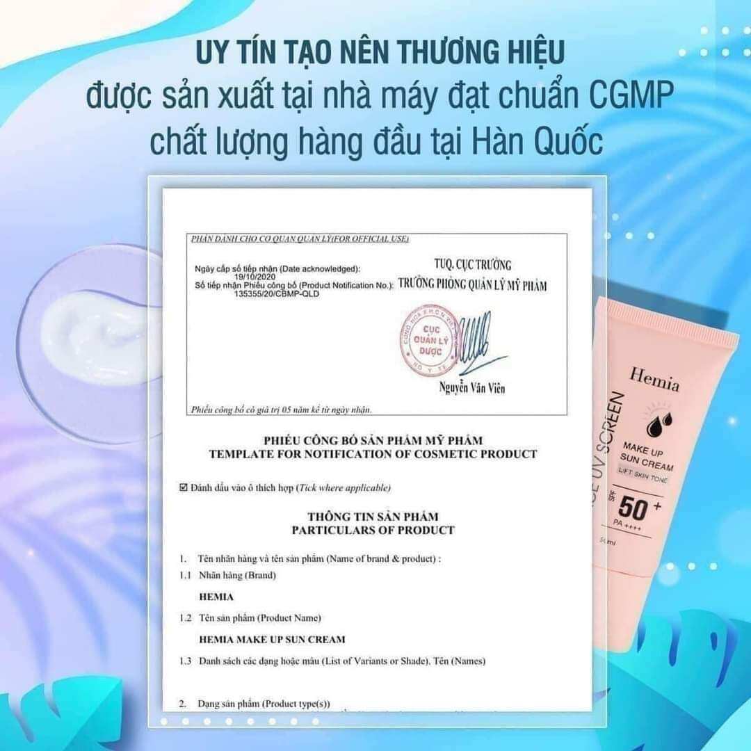 KEM CHỐNG NẮNG NĂNG TÔNG HEMia
