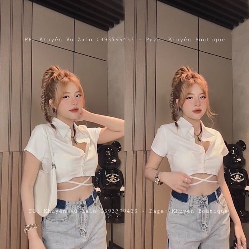 ÁO SOMI FORM CROPTOP CÓ DÂY SMQE