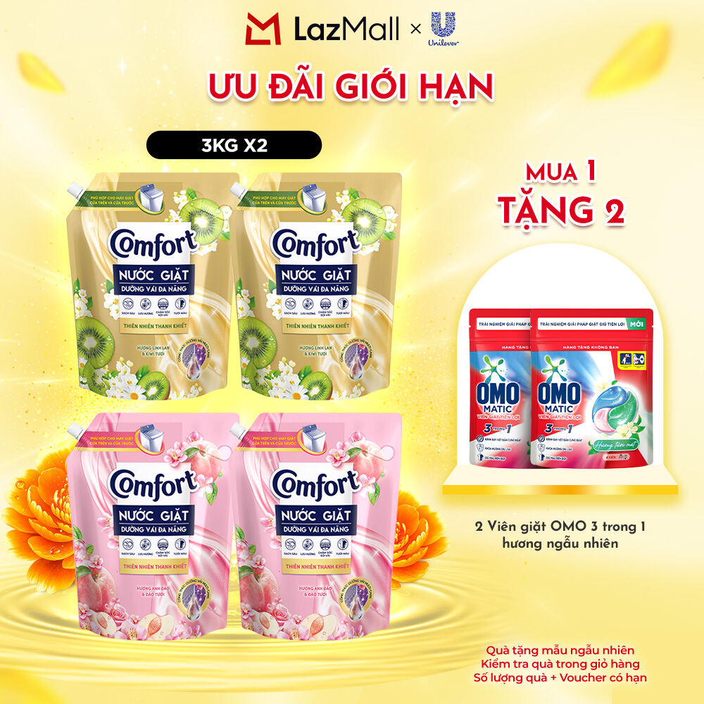 Combo 2 túi Nước Giặt Comfort Thiên Nhiên Thanh Khiết 3KG