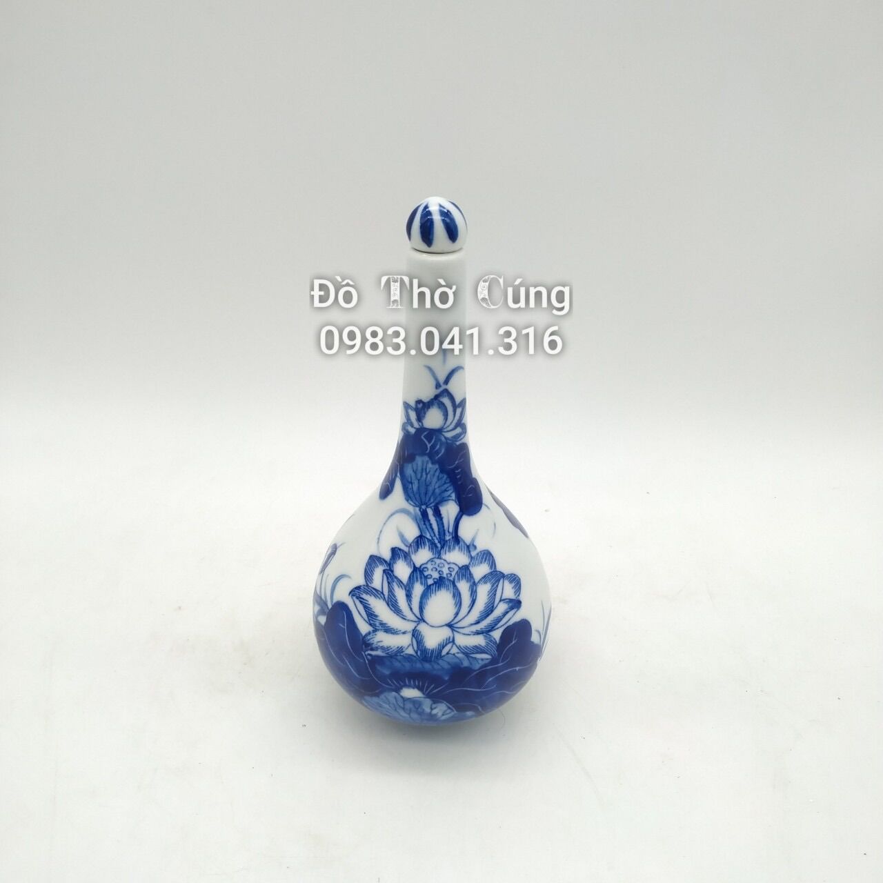 Nậm thờ Hoa sen hàng kĩ men lam