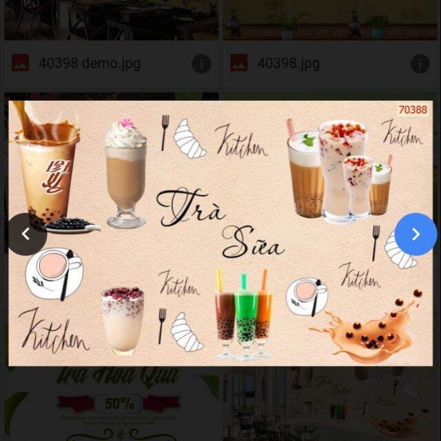Tranh 3D dán trang trí quán trà sữa keo sẵn