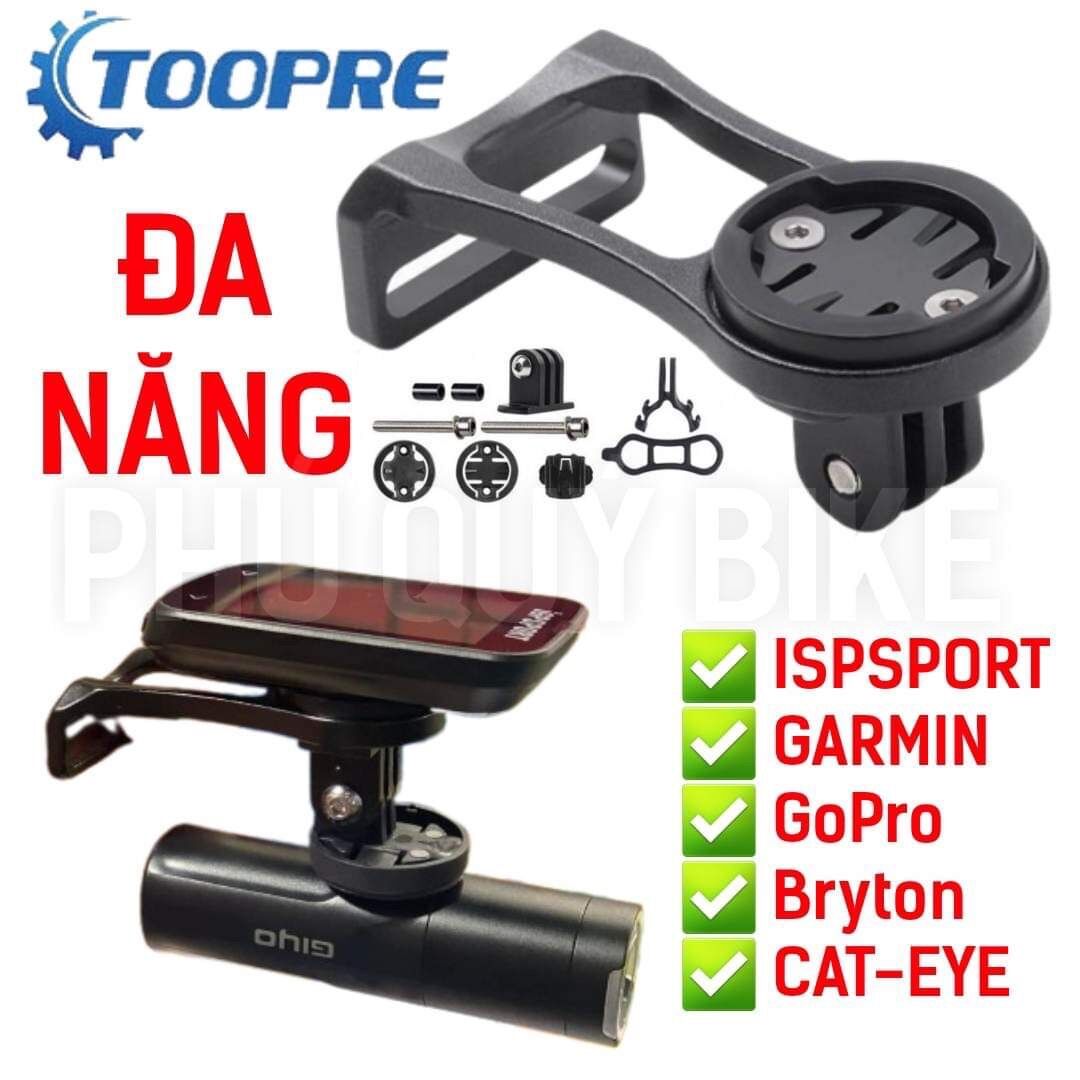 Pát đồng hồ xe đạp đa năng gắn đèn & đồng hồ tốc độ gắn pô tăng xe đạp - trên gắn đồng hồ xe đạp dưới gắn đèn chiếu sáng hoặc đồng hồ cateye