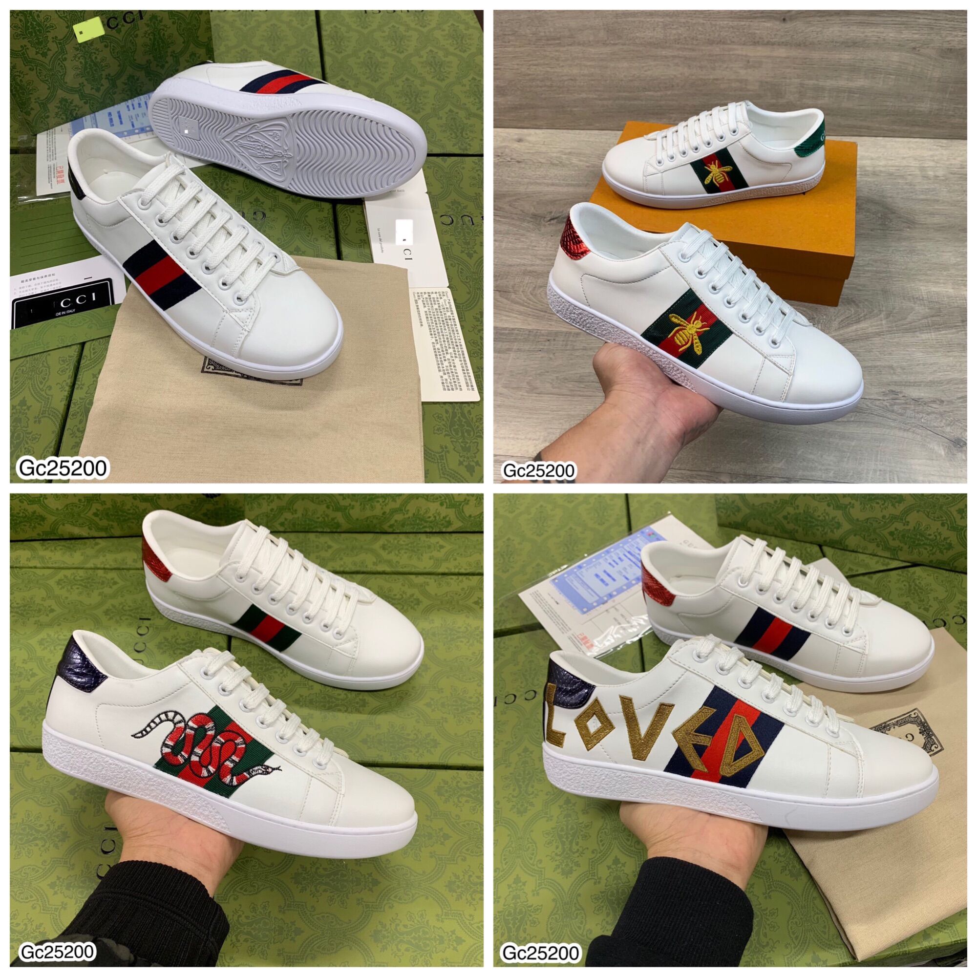 Giày sneaker nam Gc thêu hình - Giày buộc dây nam