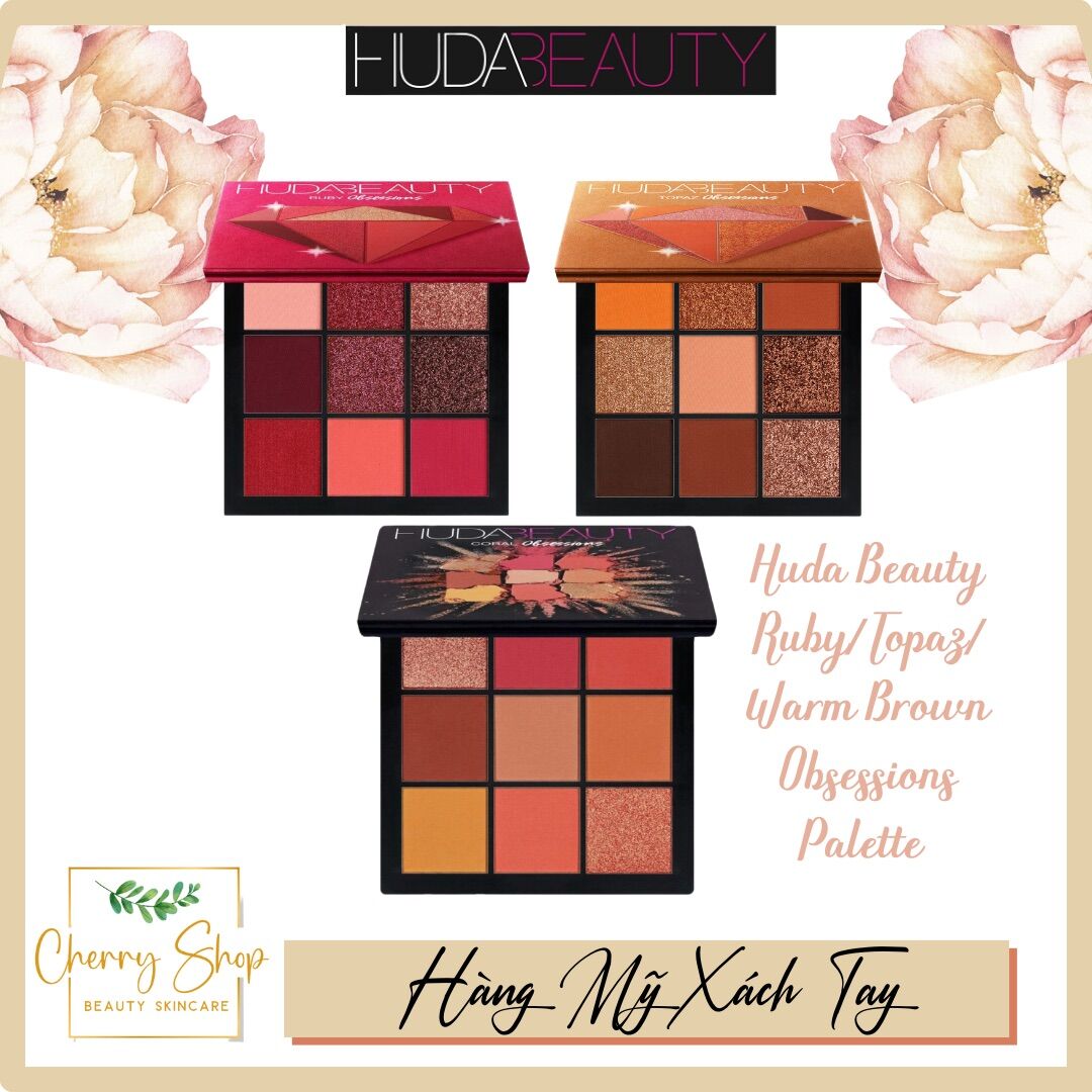 Bảng phấn mắt Huda Beauty Obsessions Ruby, Topaz, Warm Brown Eyeshadow Palette